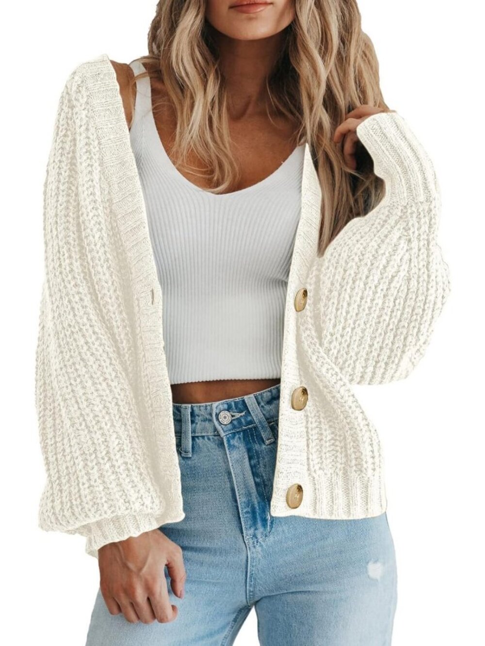 Cozy Chunky Knit Open Front Cardigan Sweater for Fall Outfits - Versatile